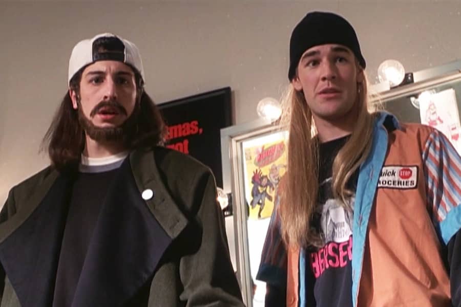 James Van Der Beek and Jason Biggs dressed as Jay and Silent Bob