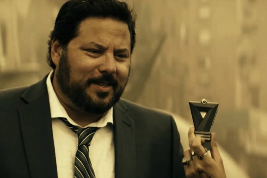 Greg Grunberg looks at a sci-fi ornament