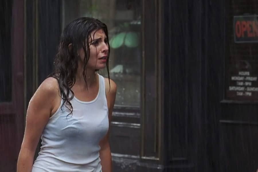 Jamie-Lynn Sigler is emotional in the rain