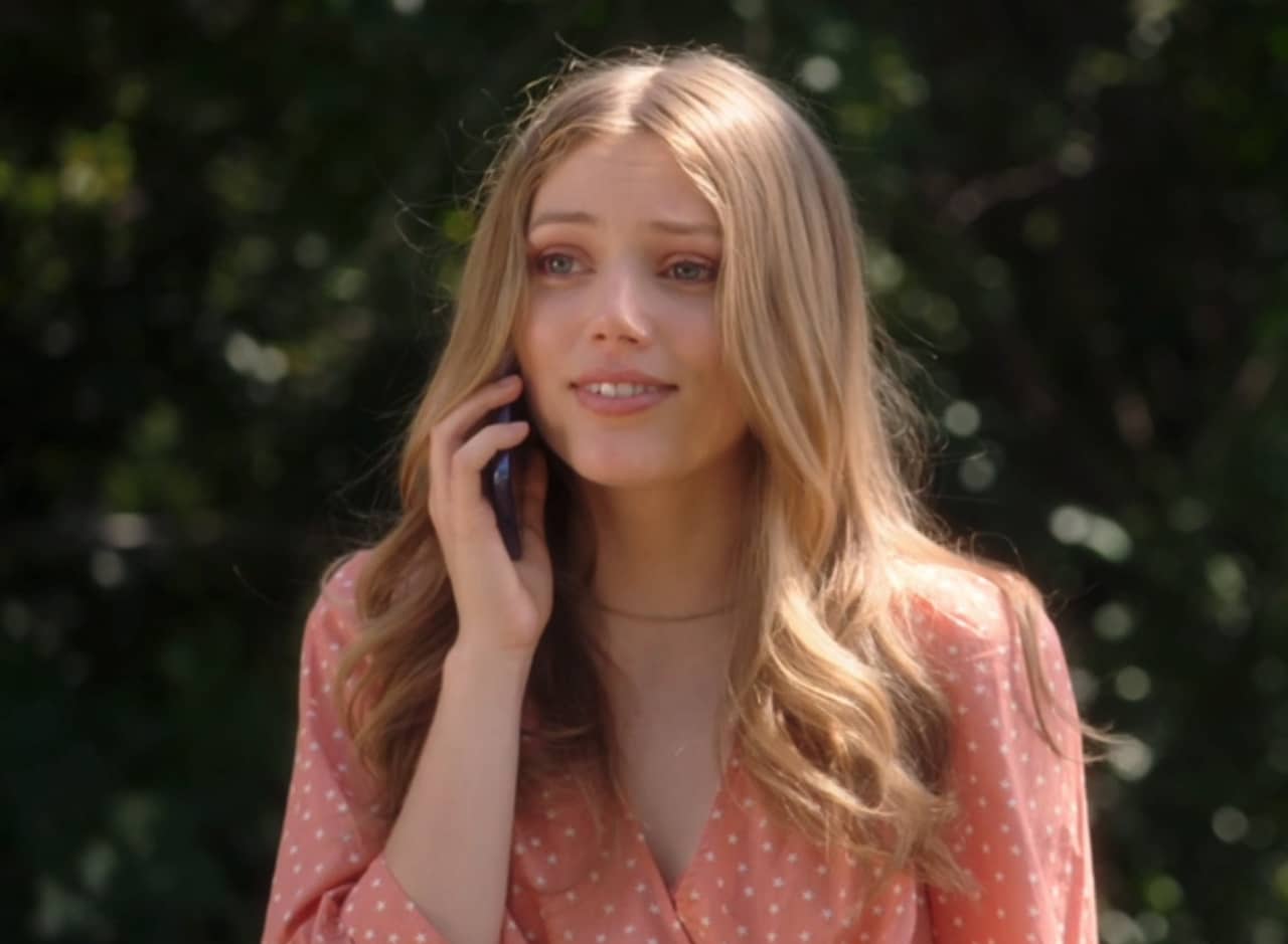 Tori, young blonde teen girl, on the phone