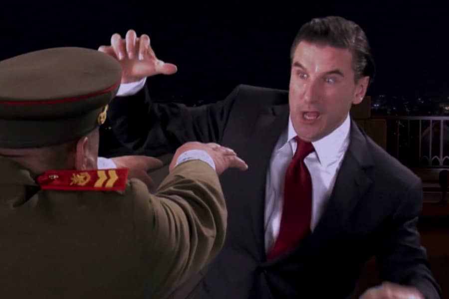 Lance Drake Mandrell as Jack Donaghy fighting Kim Jong-Un