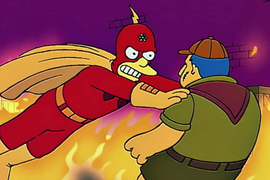 Radioactive Man tackles a scout