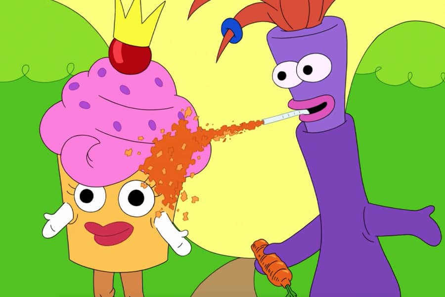 Feffernoose spits carrot onto Princess Num Num