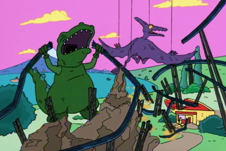 Reptar and Dactar destroy a roller coaster