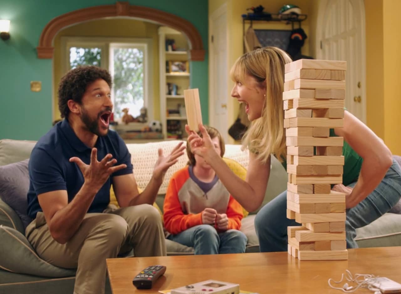 Lawrence, Josie, and Cody playing Jenga